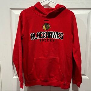 REEBOK Chicago Blackhawks Kid’s Unisex Hoodie Sweatshirt - red, size L (14/16)